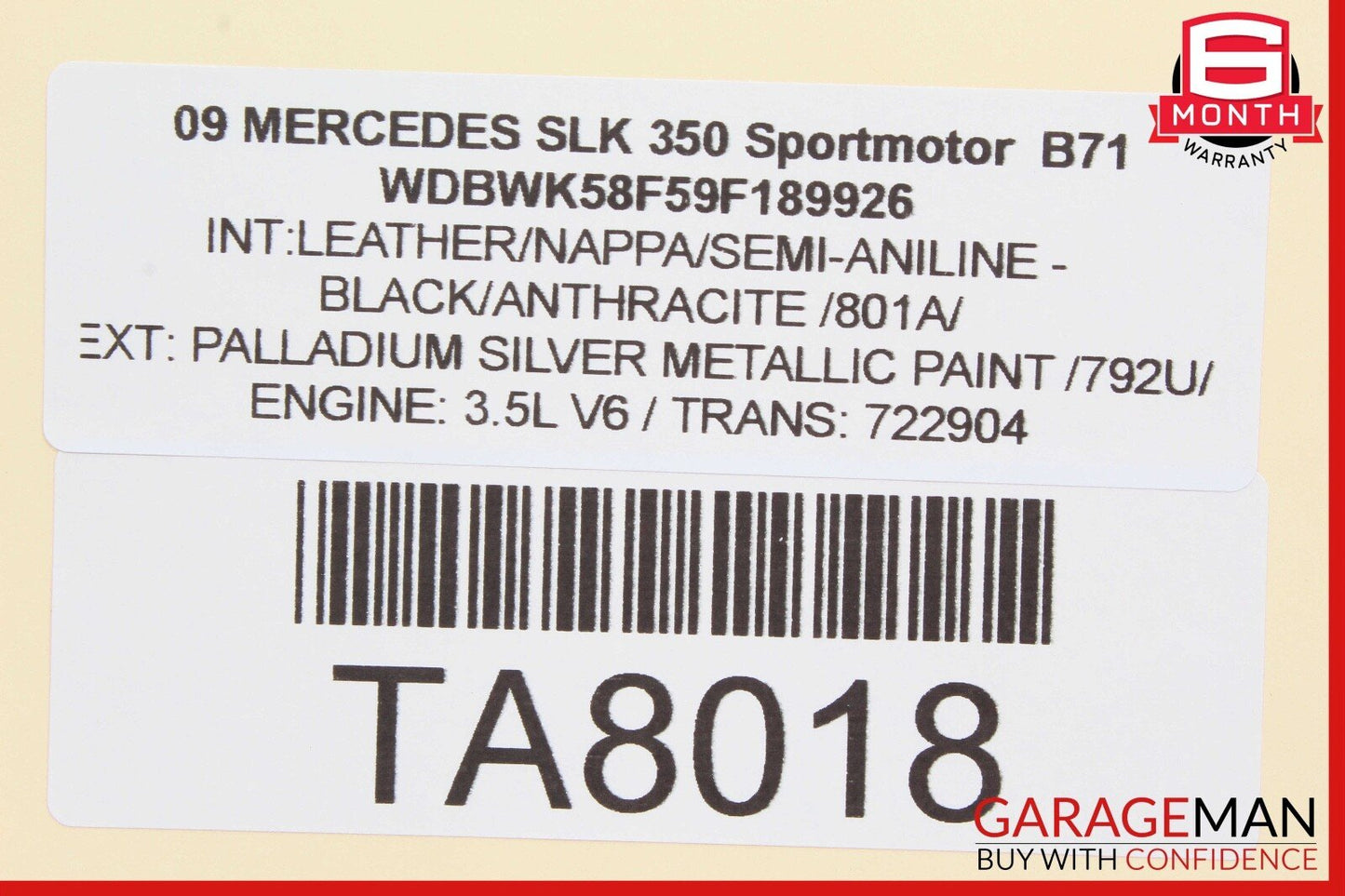 05-11 Mercedes R171 SLK350 Front Left Door Window Regulator Motor Unit OEM