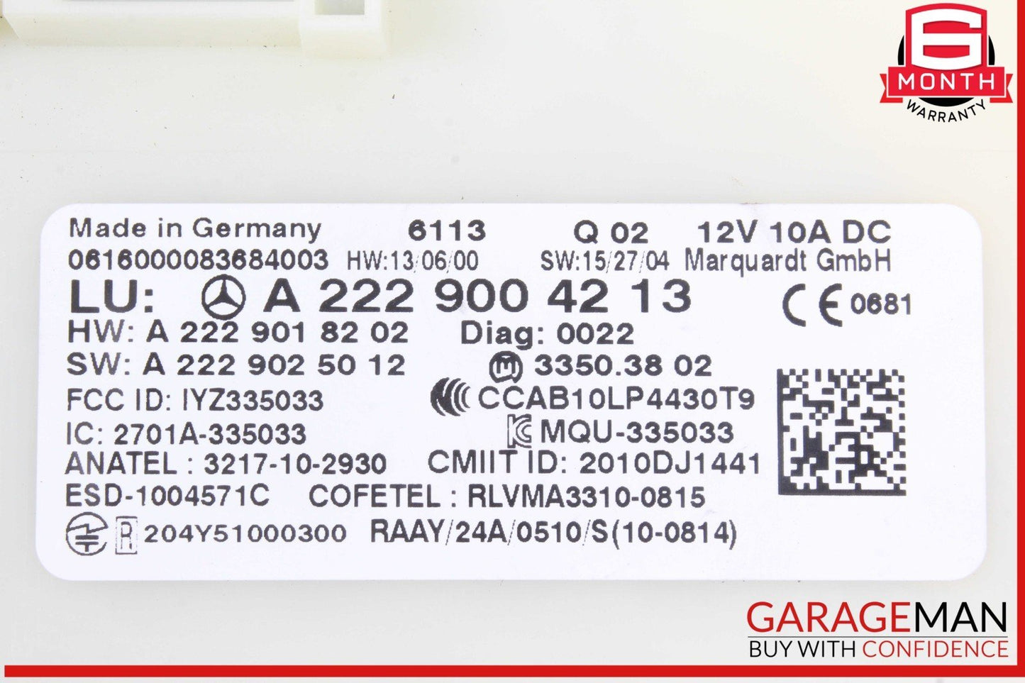 14-19 Mercedes W205 C300 S600 GLC350 S550 Keyless Go Entry Control Module OEM