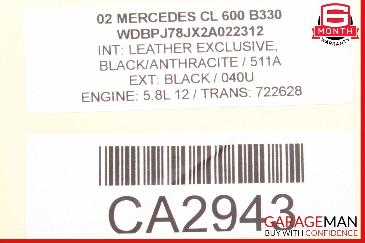 02-06 Mercedes W215 CL600 CL500 CL55 Front Left Side Seat Belt Retractor Black