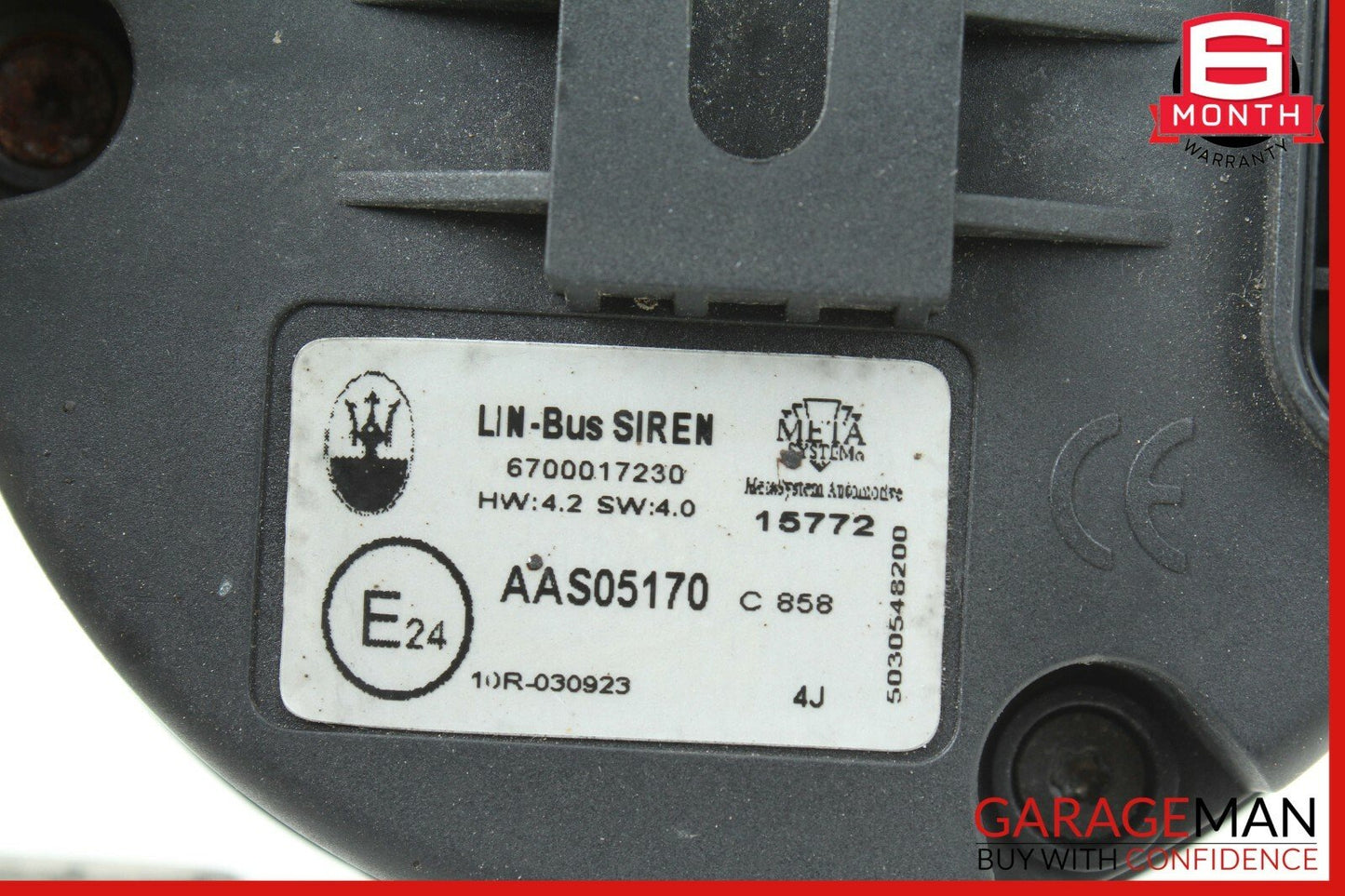 14-17 Maserati Ghibli Horn Alarm Siren w/ Mounting Bracket 6700017230 OEM