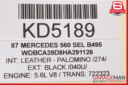 86-91 Mercedes W126 560SEL 420SEL Left Driver Side Window Switch 1248204610 OEM