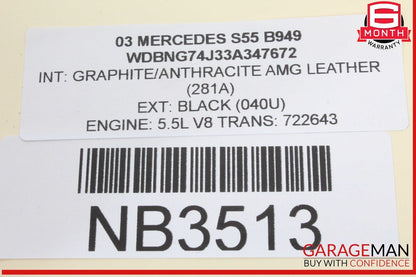 00-06 Mercedes W220 S55 AMG S500 Center Console Rear Air Vent 2208300654 OEM