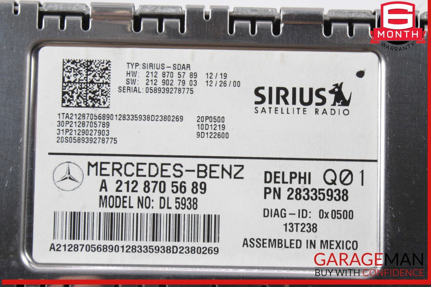 14-19 Mercedes R172 SLK250 ML350 Sirius Satellite Radio Receiver 2128705689 OEM