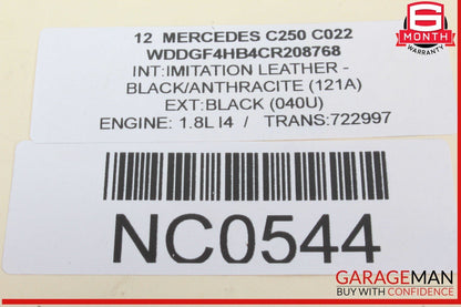 08-14 Mercedes W204 C250 C300 C350 Front Right Side Sunvisor Sun Visor Black OEM
