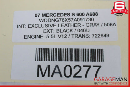 07-13 Mercedes W221 S600 S550 S63 AMG Rear Right Window Regulator Motor OEM