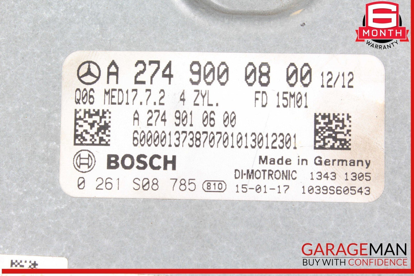 15-20 Mercedes W205 C300 GLC350e E300 M274 2.0L ECU ECM Engine Control Module
