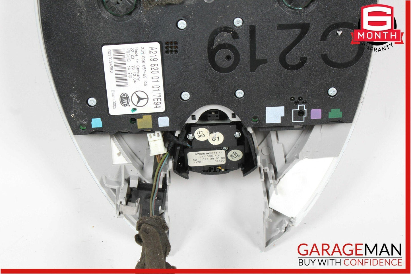 06-11 Mercedes W219 CLS500 Front Overhead Dome Light Lamp Sunroof Switch Grey