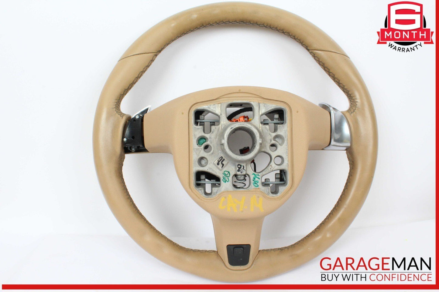 11-14 Porsche Cayenne 958 Multifunction Steering Wheel Assembly Beige OEM