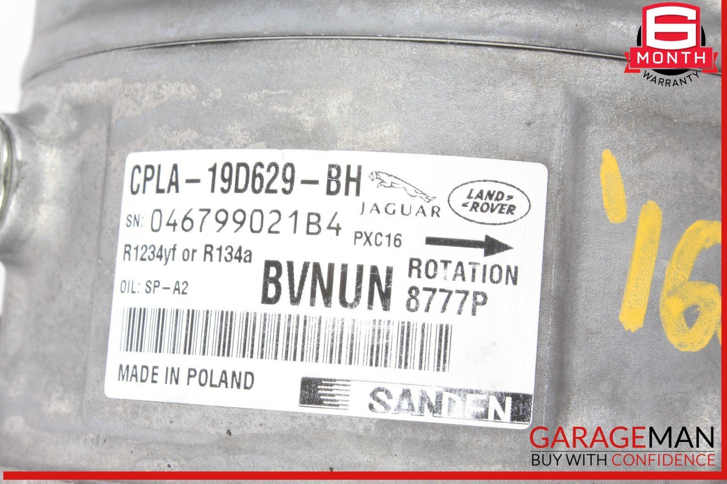 10-23 Jaguar XF XK XKR AC A/C Air Conditioning Compressor CPLA19D629BH OEM