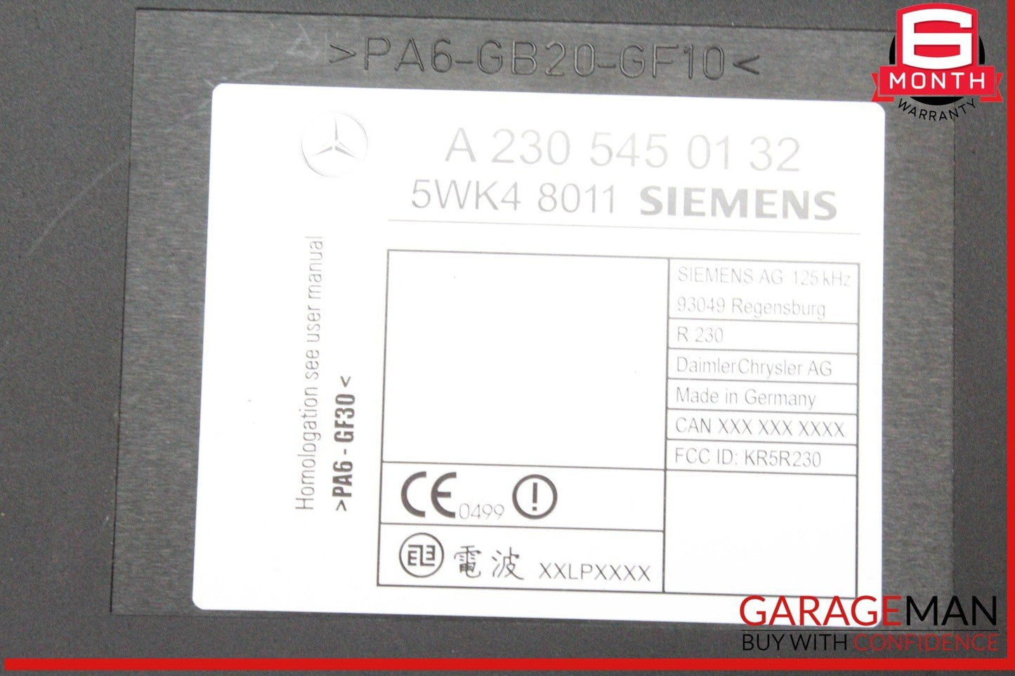 00-03 Mercedes R230 SL500 CL55 Keyless Go Entry Control Module 2305450132 OEM