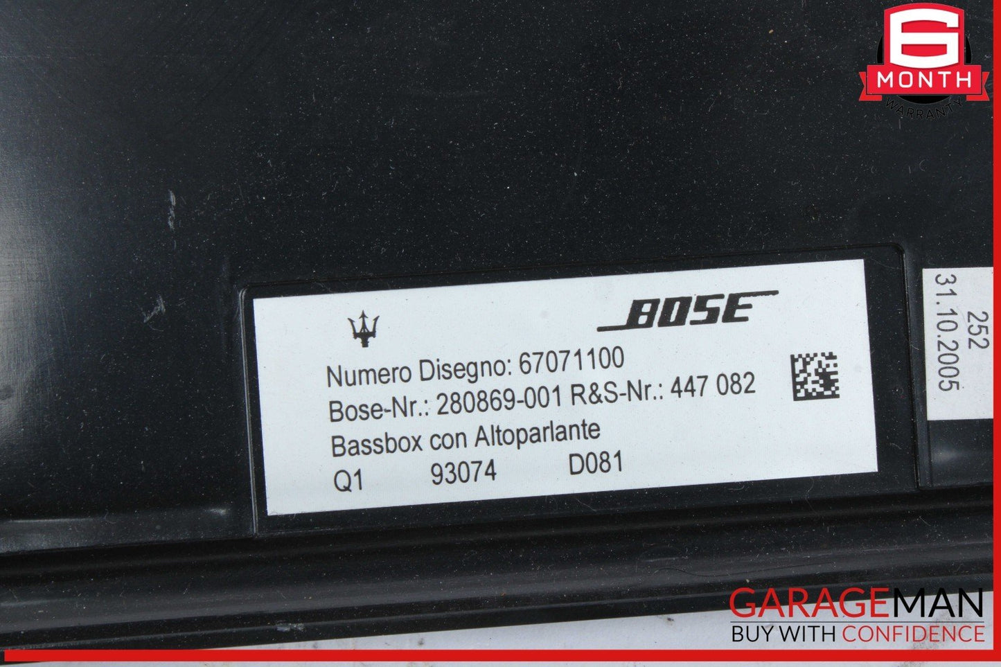 03-19 Maserati Quattroporte Front Bose Subwoofer Sub Woofer Sound Speaker OEM