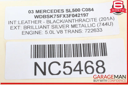 03-12 Mercedes R230 SL500 Convertible Right Roof Main Top Drive Lift Cylinder
