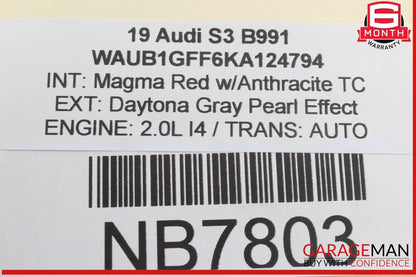 17-20 Audi S3 A3 Upper Rear Roof Shark Fin Antenna 8V0035503AN OEM