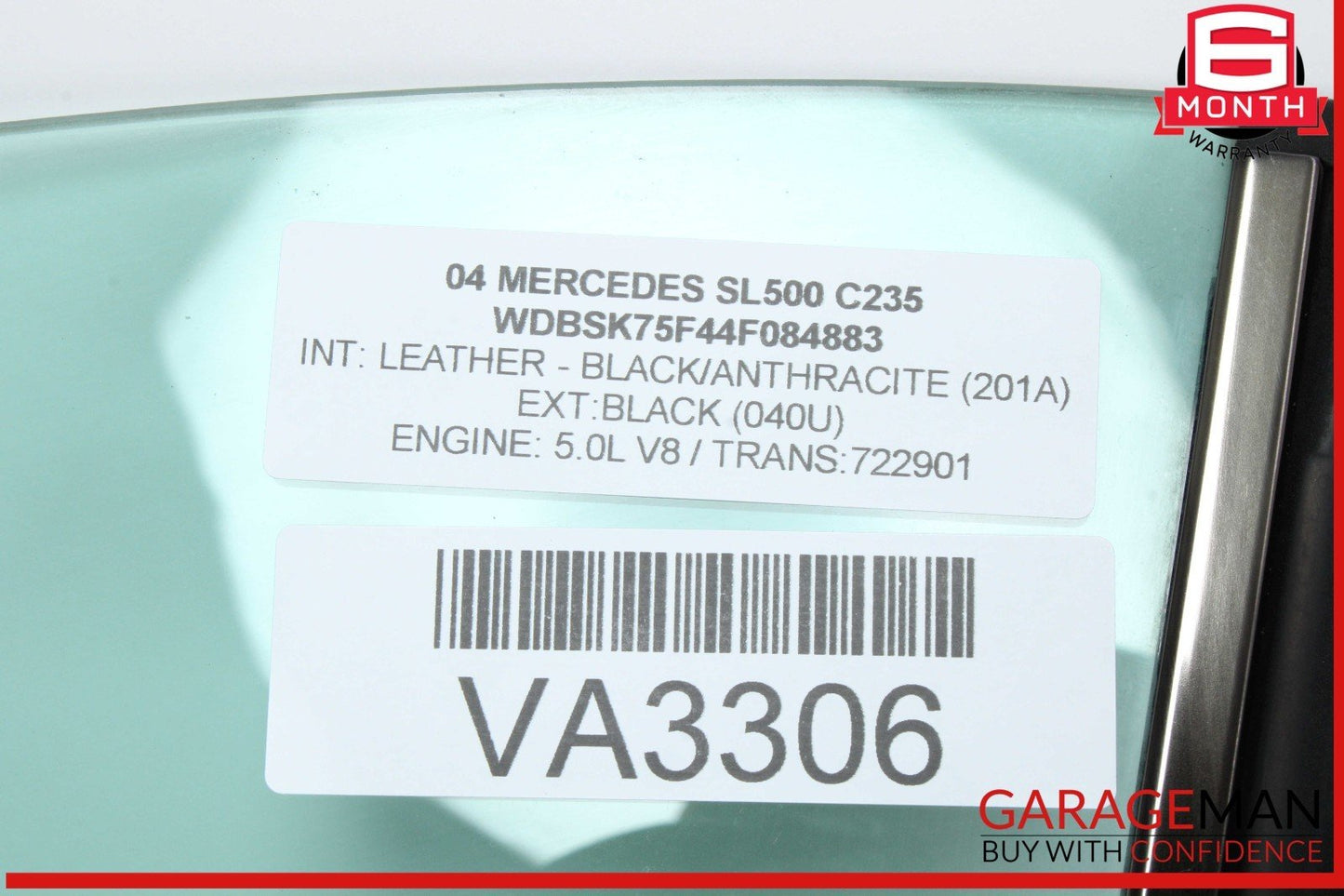 03-12 Mercedes R230 SL500 SL55 AMG Rear Right Side Quarter Window Glass OEM