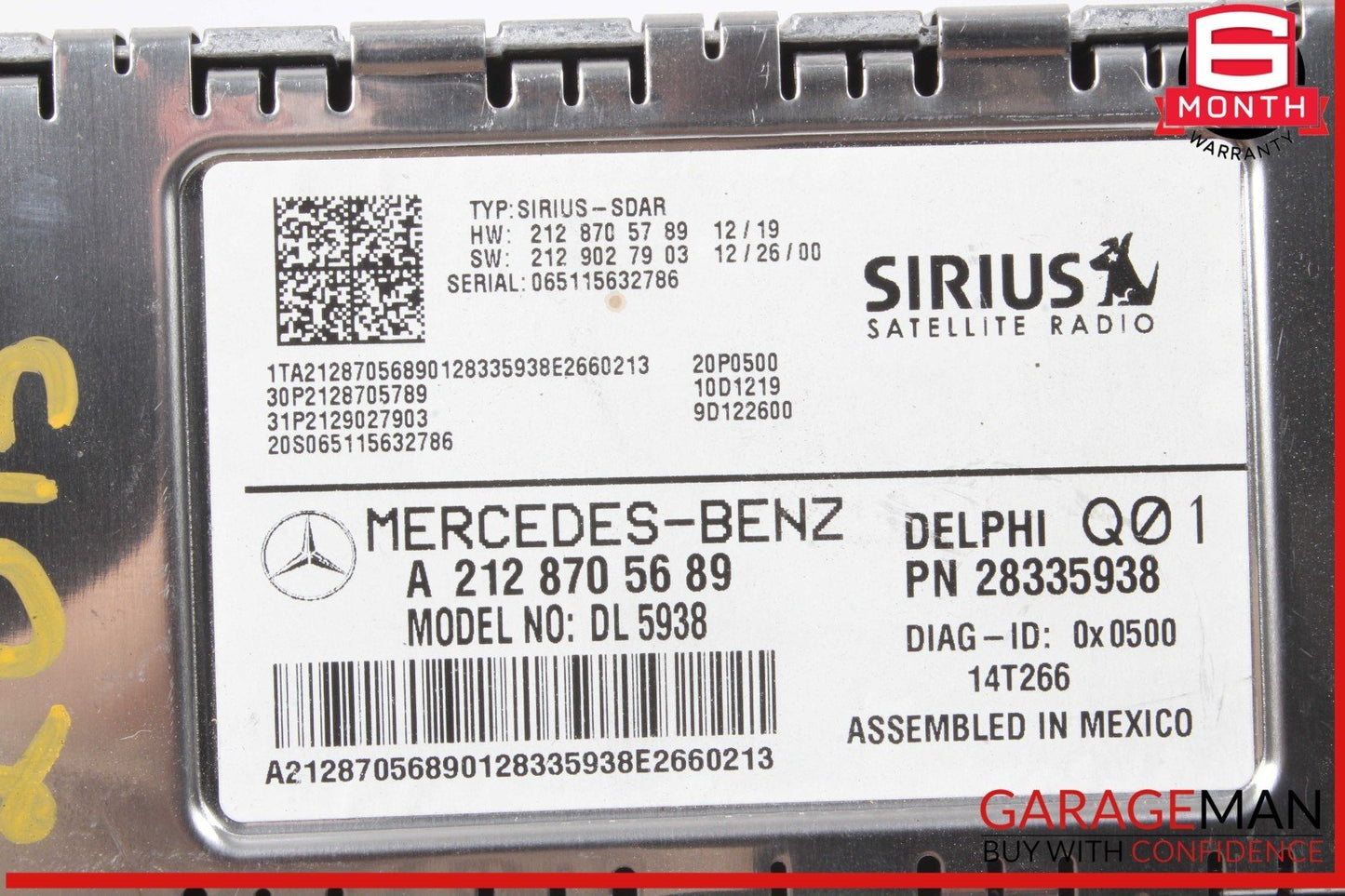 14-19 Mercedes W166 ML350 4MATIC Sirius Satellite Radio Receiver 2128705689 OEM