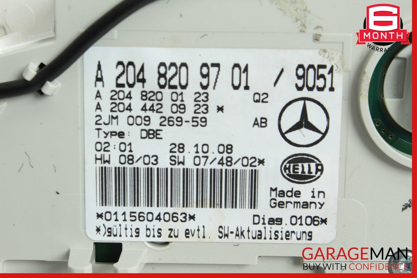 08-14 Mercedes W204 C280 C250 C63 AMG Front Overhead Dome Light Lamp Assembly
