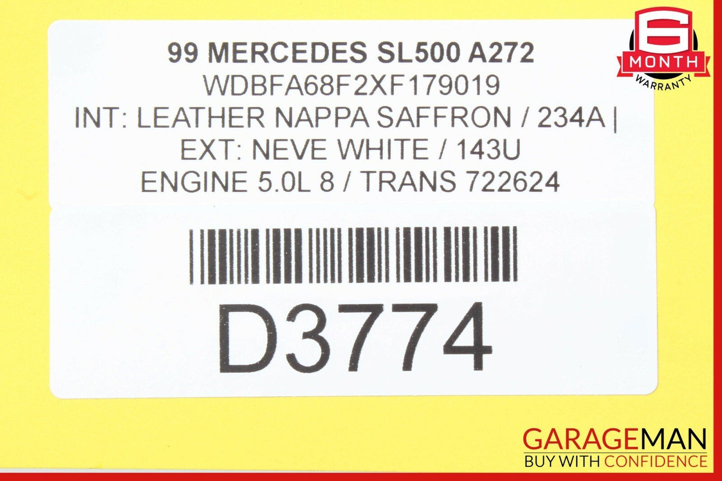 96-02 Mercedes R129 SL500 Convertible Hard Top Trim Molding Panel Set Assembly