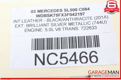 03-12 Mercedes R230 SL500 SL55 Convertible Top Left Load Assist Cylinder OEM
