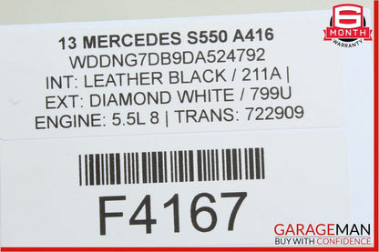 07-13 Mercedes W221 S550 S600 S63 AMG Top Shark Fin Antenna Roof GPS White OEM