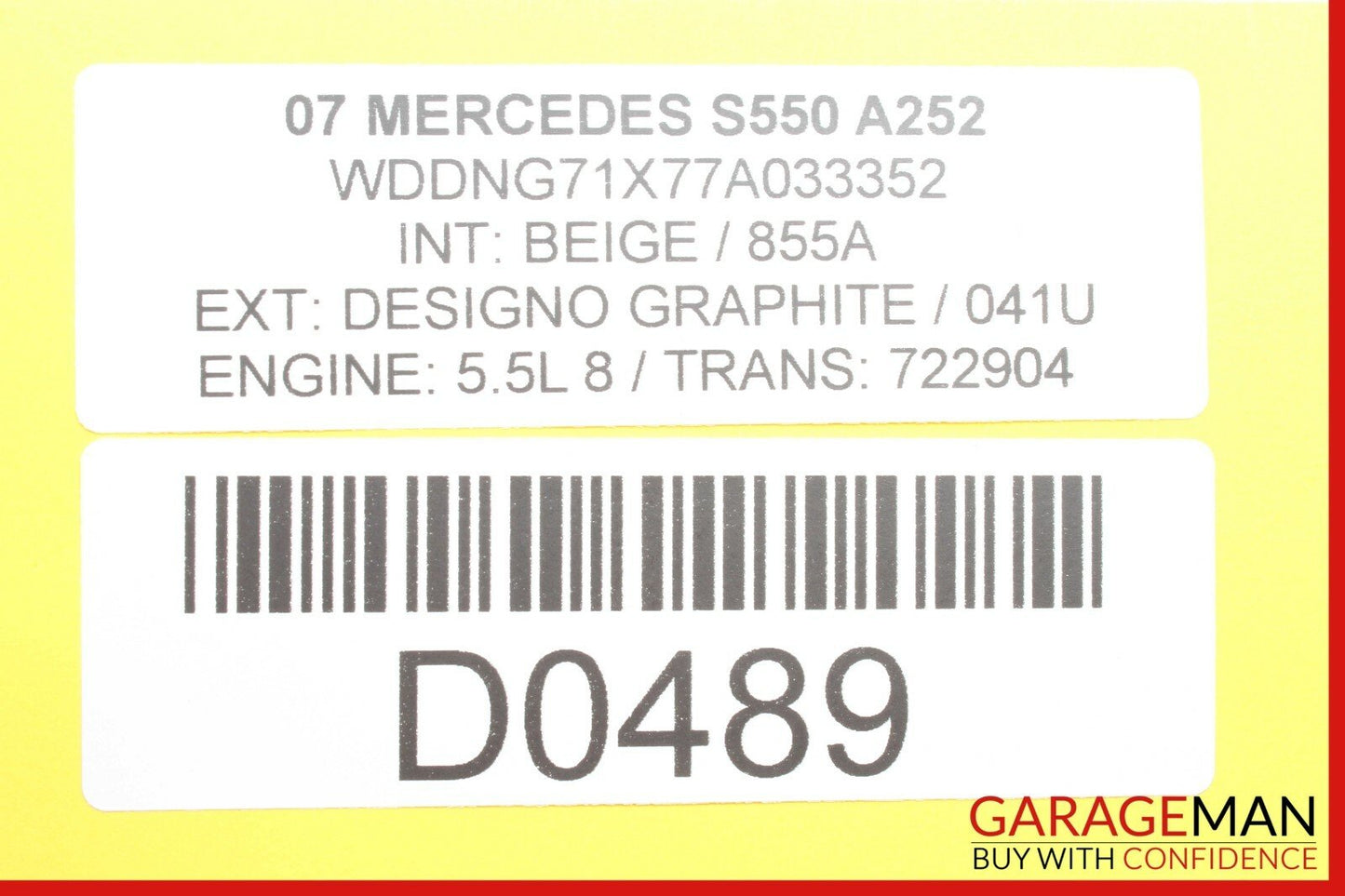07-09 Mercedes W221 S550 S63 AMG CL600 Night Vision Camera Control Module Unit