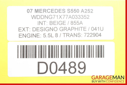 07-09 Mercedes W221 S550 S63 AMG CL600 Night Vision Camera Control Module Unit