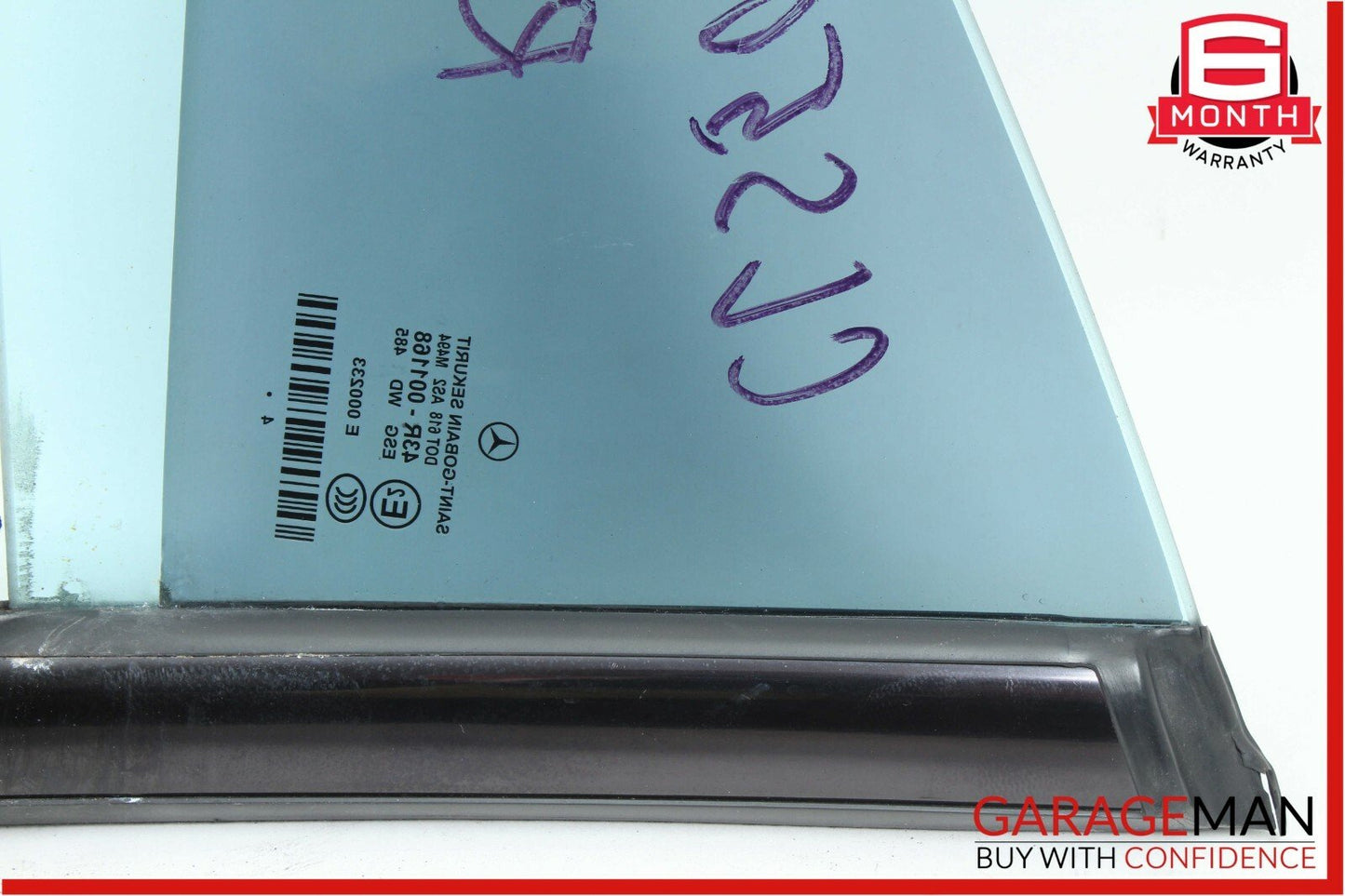 06-11 Mercedes W219 CLS500 Rear Left Quarter Door Window Glass Panel Assembly
