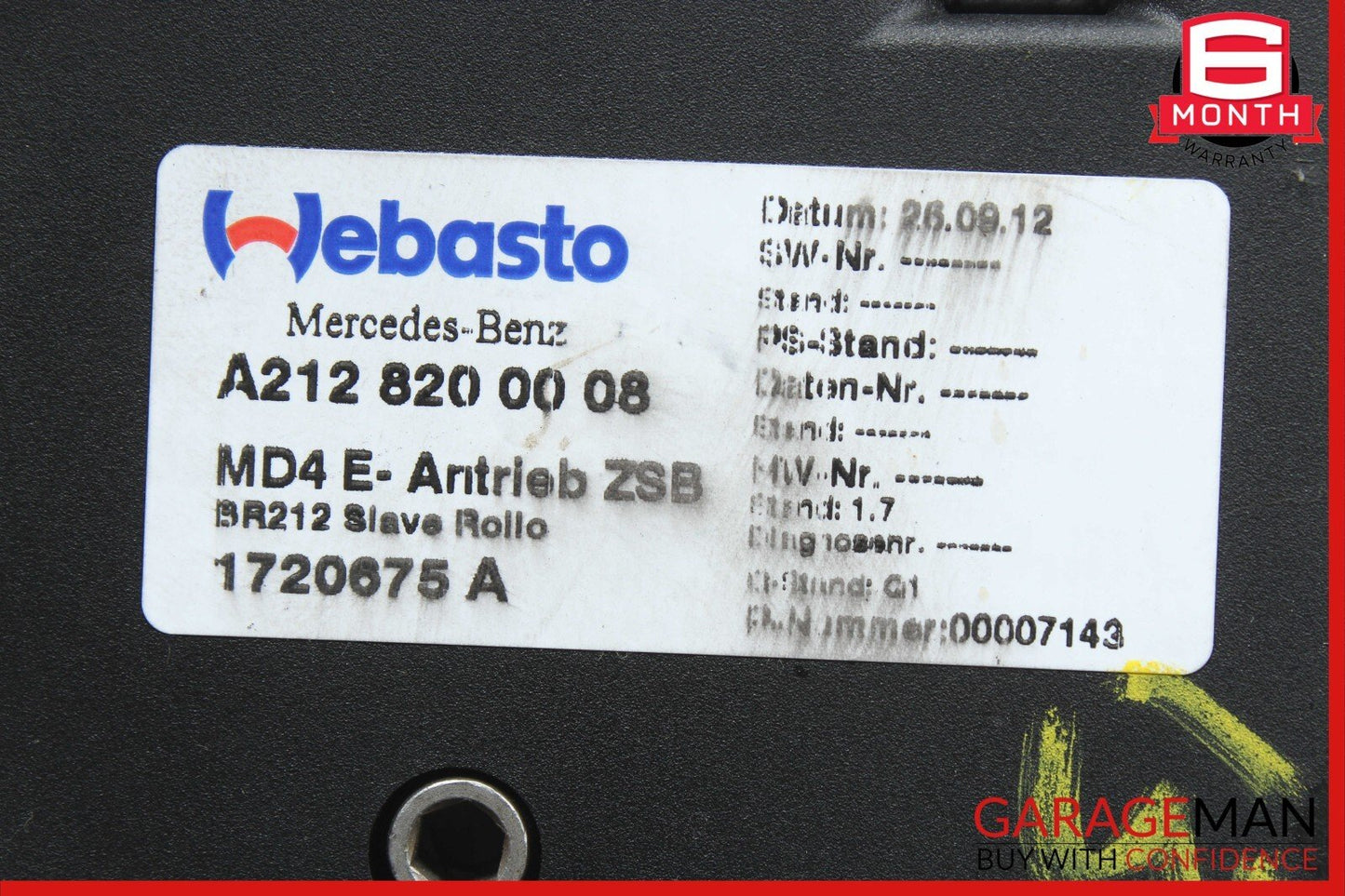 10-17 Mercedes W207 E350 C250 Roof Sun Shade Screen Roller Blind Motor OEM