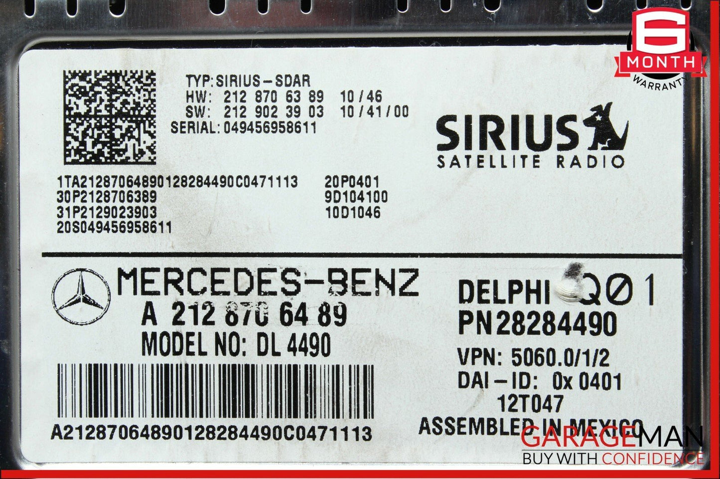 12-14 Mercedes C250 SLK350 CLS500 Sirius Satellite Radio Receiver Control Module