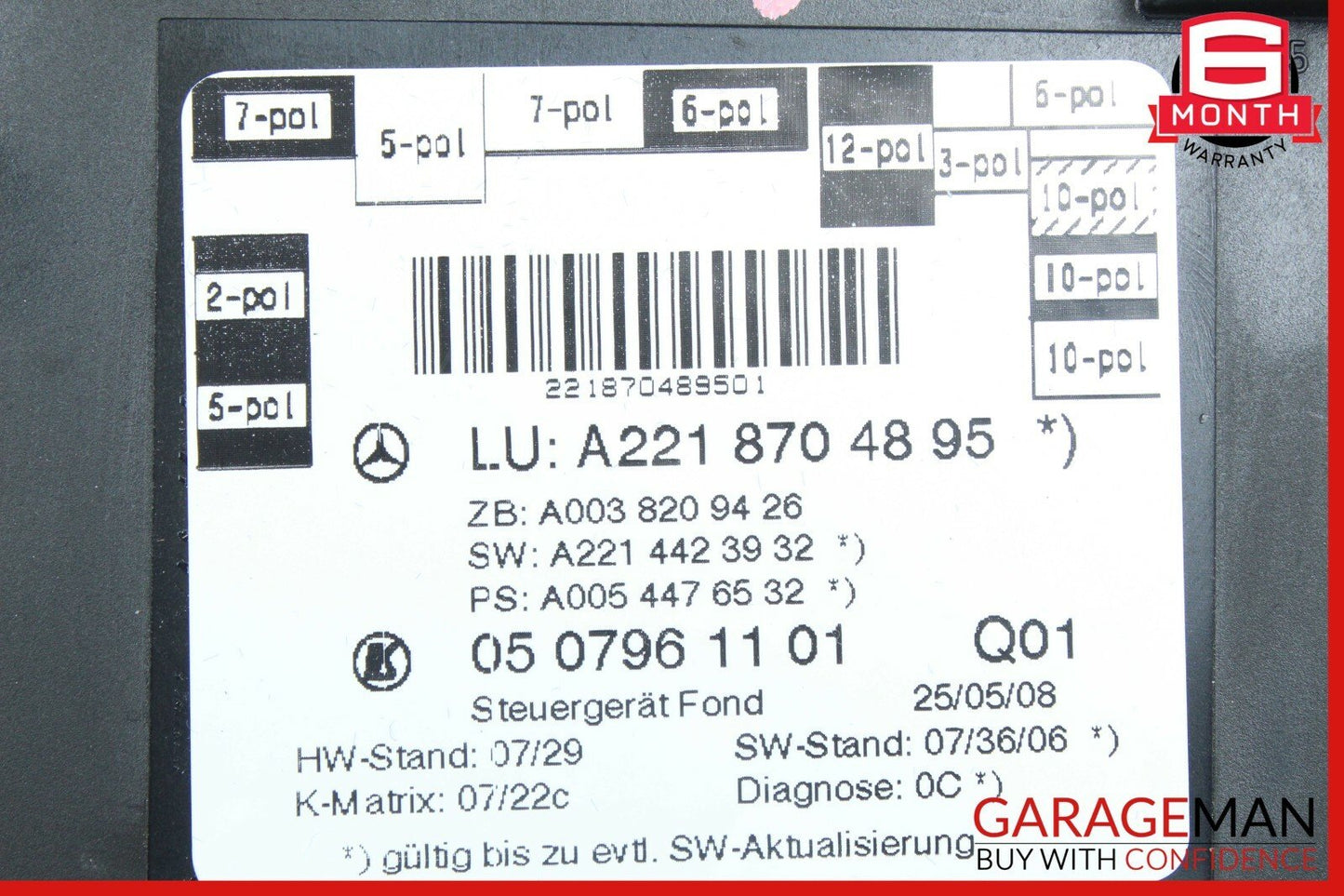07-13 Mercedes W221 S550 Rear Right Passenger Side Door Control Module Unit A128