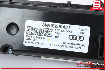 17-24 Audi S5 RS5 A4 Dash Dashboard AC A/C Climate Control Panel 8W0820043T OEM