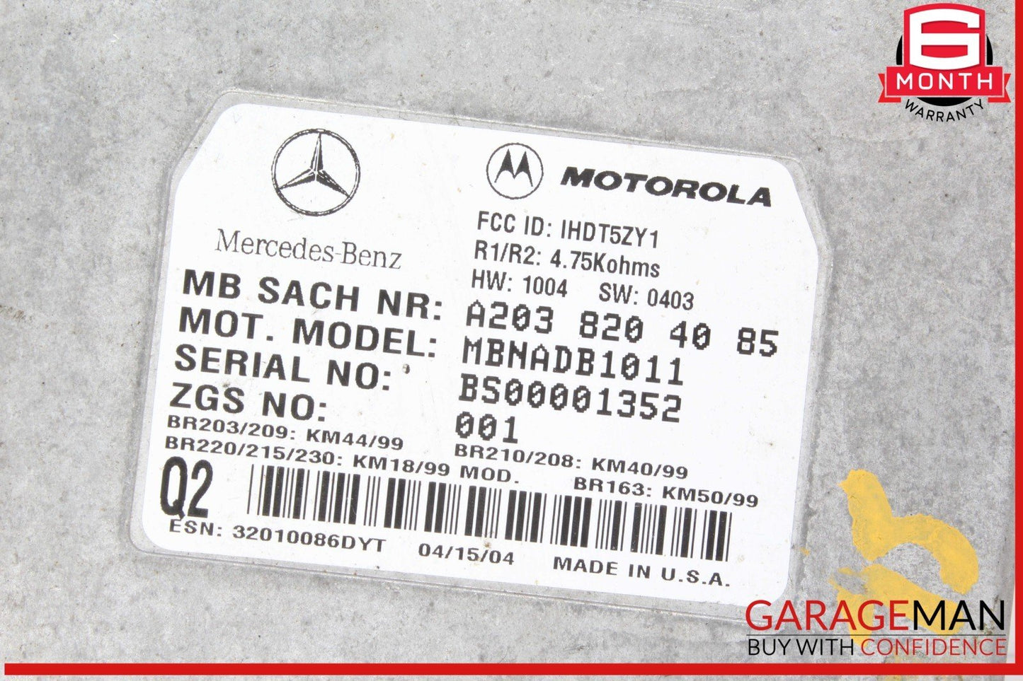 00-06 Mercedes R230 SL500 Voice Command Control Module 2038204085 OEM