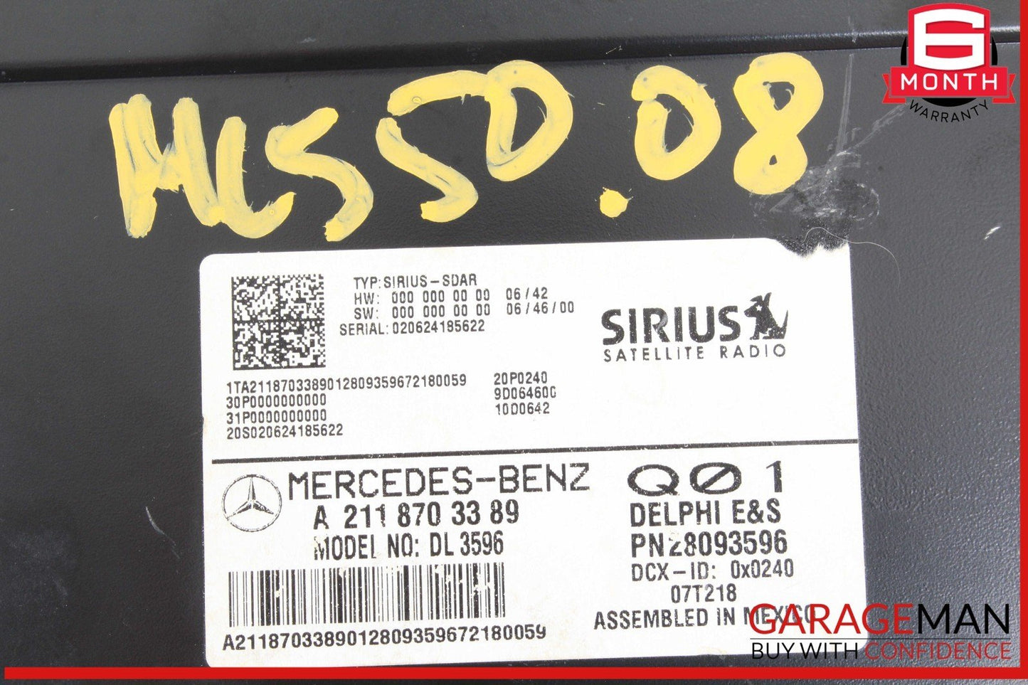 03-09 Mercedes W164 ML550 ML350 Sirius Satellite Radio Receiver 2118703389 OEM