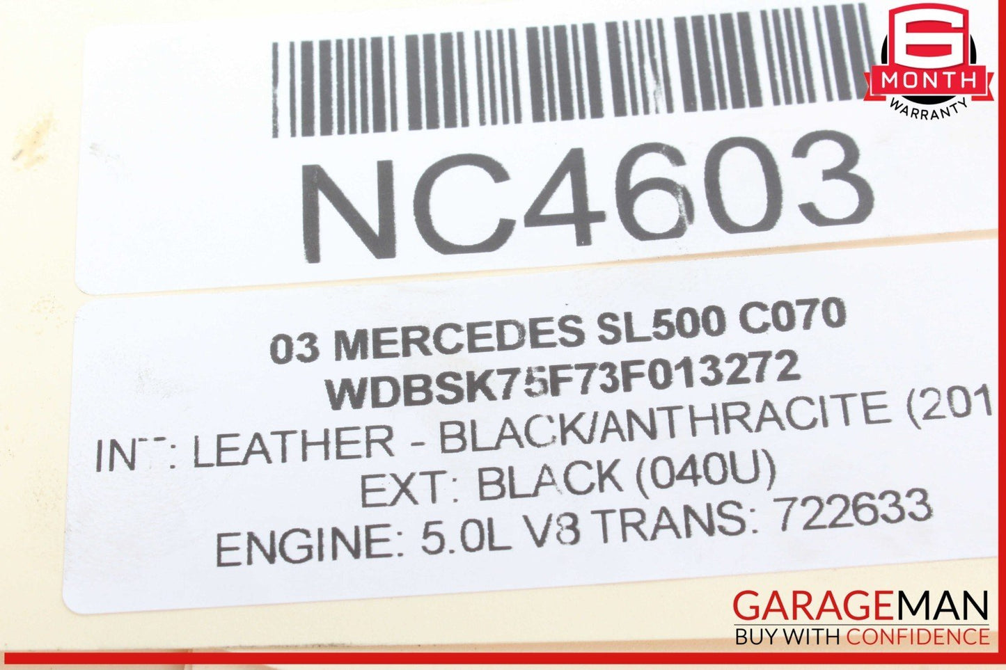 03-12 Mercedes R230 SL500 Convertible Trunk Frame Left Lock Cylinder OEM
