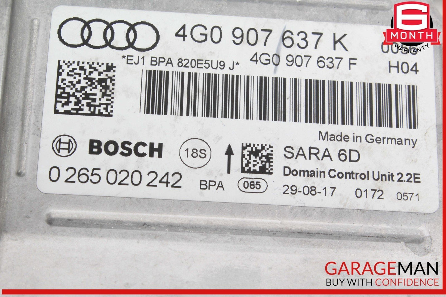 12-18 Audi A6 A7 Yaw Rate Accelerator Stability Speed Control Sensor 4G0907637K