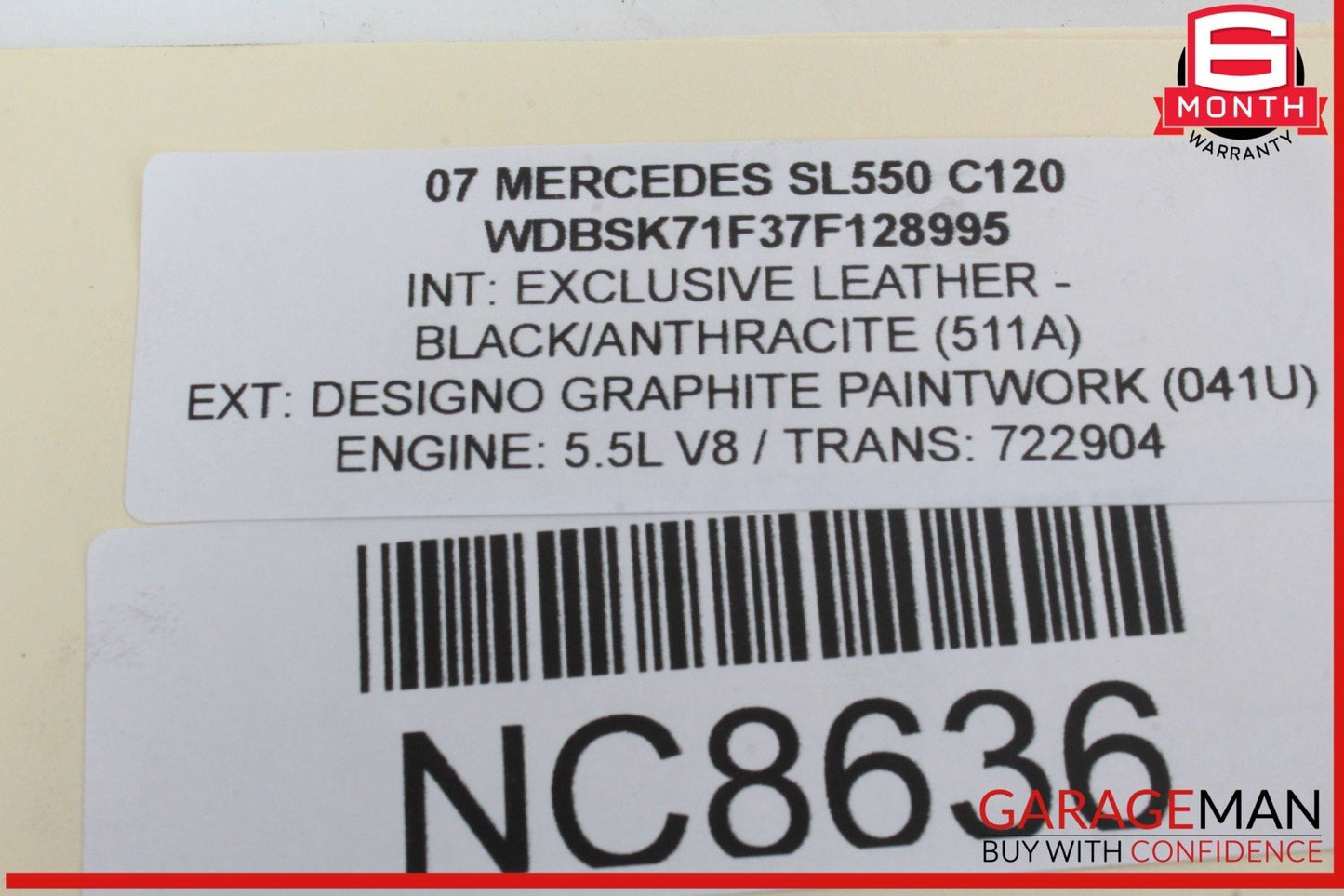 03-12 Mercedes R230 SL550 Convertible Trunk Frame Left Lock Cylinder OEM