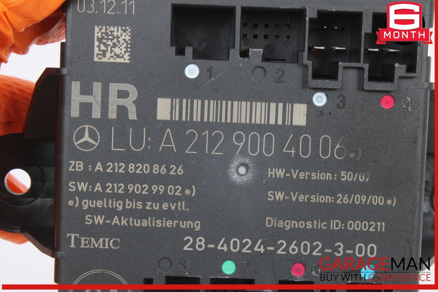 08-18 Mercedes W204 C250 Rear Right Side Door Control Module 2129004006 OEM