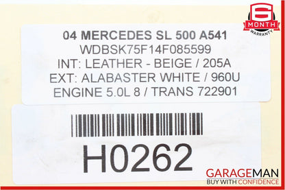 03-06 Mercedes R230 SL500 SL600 Power Steering Cooling Hose Line Lines OEM