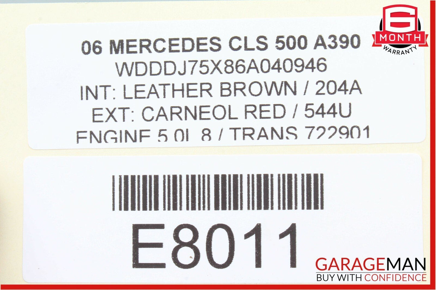 06-08 Mercedes W219 CLS500 Front Left Side Mirror Door Rear View Carneol Red OEM