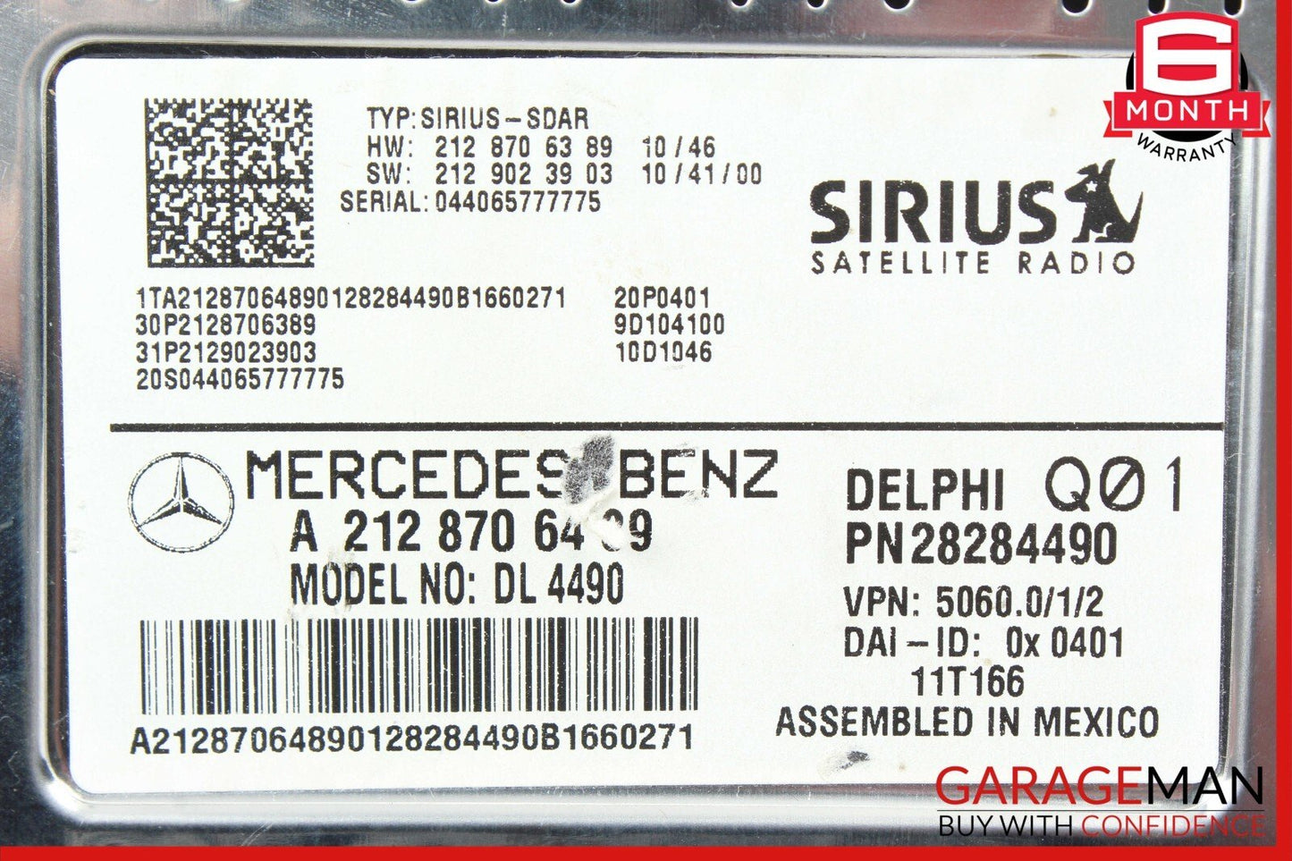 Mercedes W212 E350 4MATIC Sirius Satellite Radio Receiver 2128706489 OEM