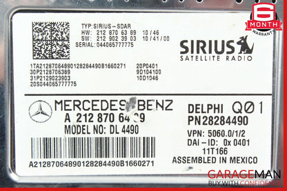 Mercedes W212 E350 4MATIC Sirius Satellite Radio Receiver 2128706489 OEM
