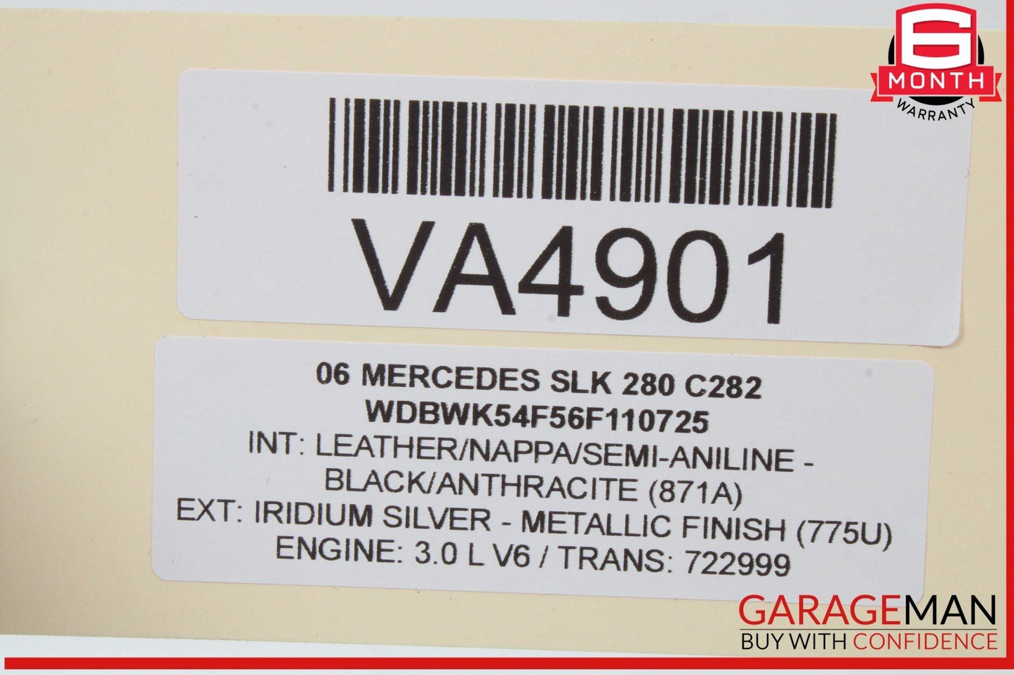 05-11 Mercedes R171 SLK280 SLK55 AMG Left Convertible Top Trunk Lid Cylinder OEM