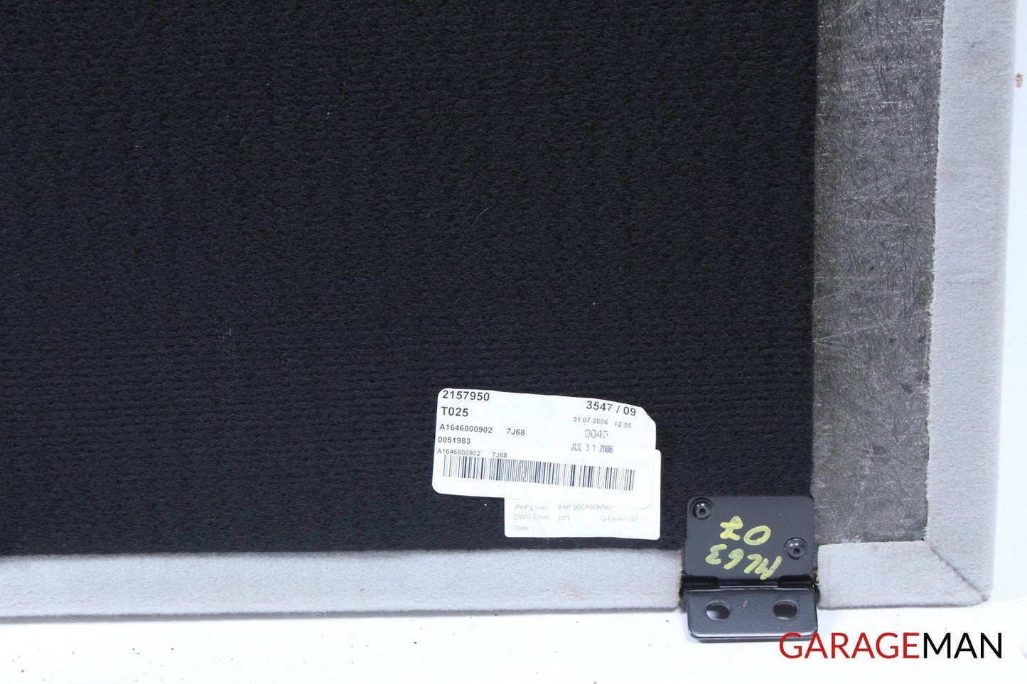 06-11 MERCEDES W164 ML63 AMG REAR TRUNK FLOOR MAT CARGO PANEL COVER A125 OEM