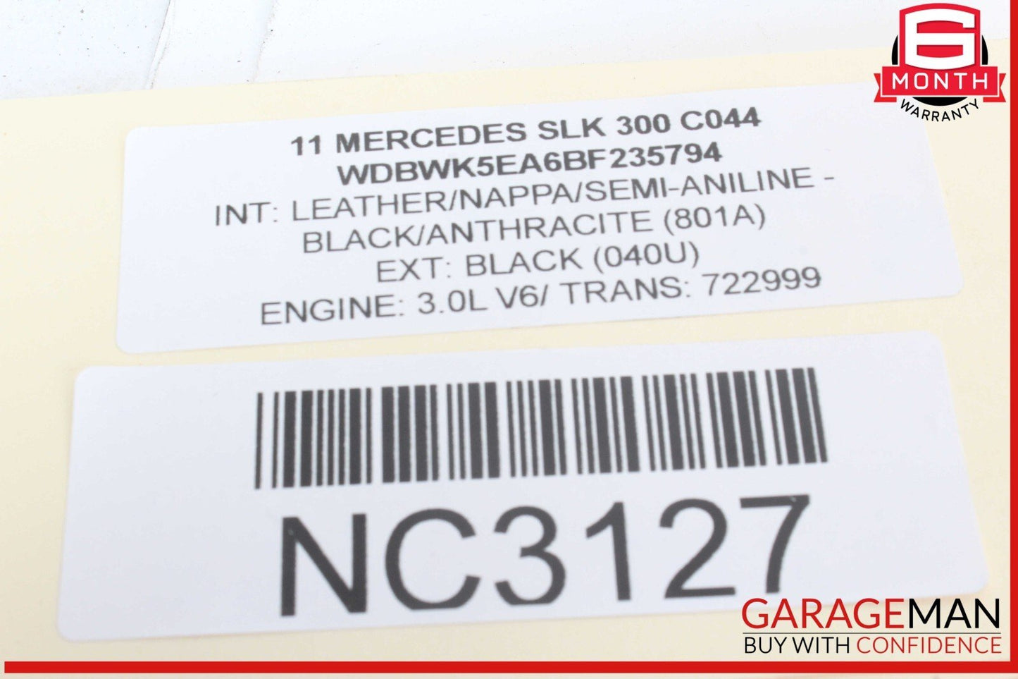 05-11 Mercedes R171 SLK300 Rear Left Convertible Roof Top Trunk Lid Cylinder OEM