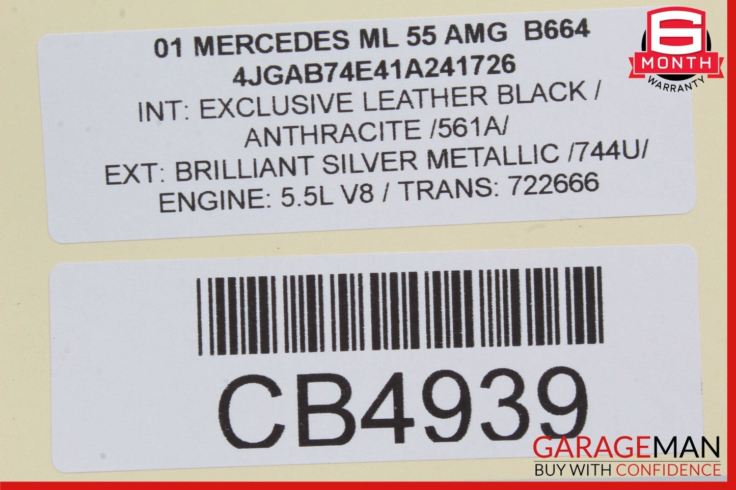 98-05 Mercedes W163 ML55 AMG Front Right Side Exterior Door Handle Black OEM