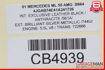 98-05 Mercedes W163 ML55 AMG Front Right Side Exterior Door Handle Black OEM