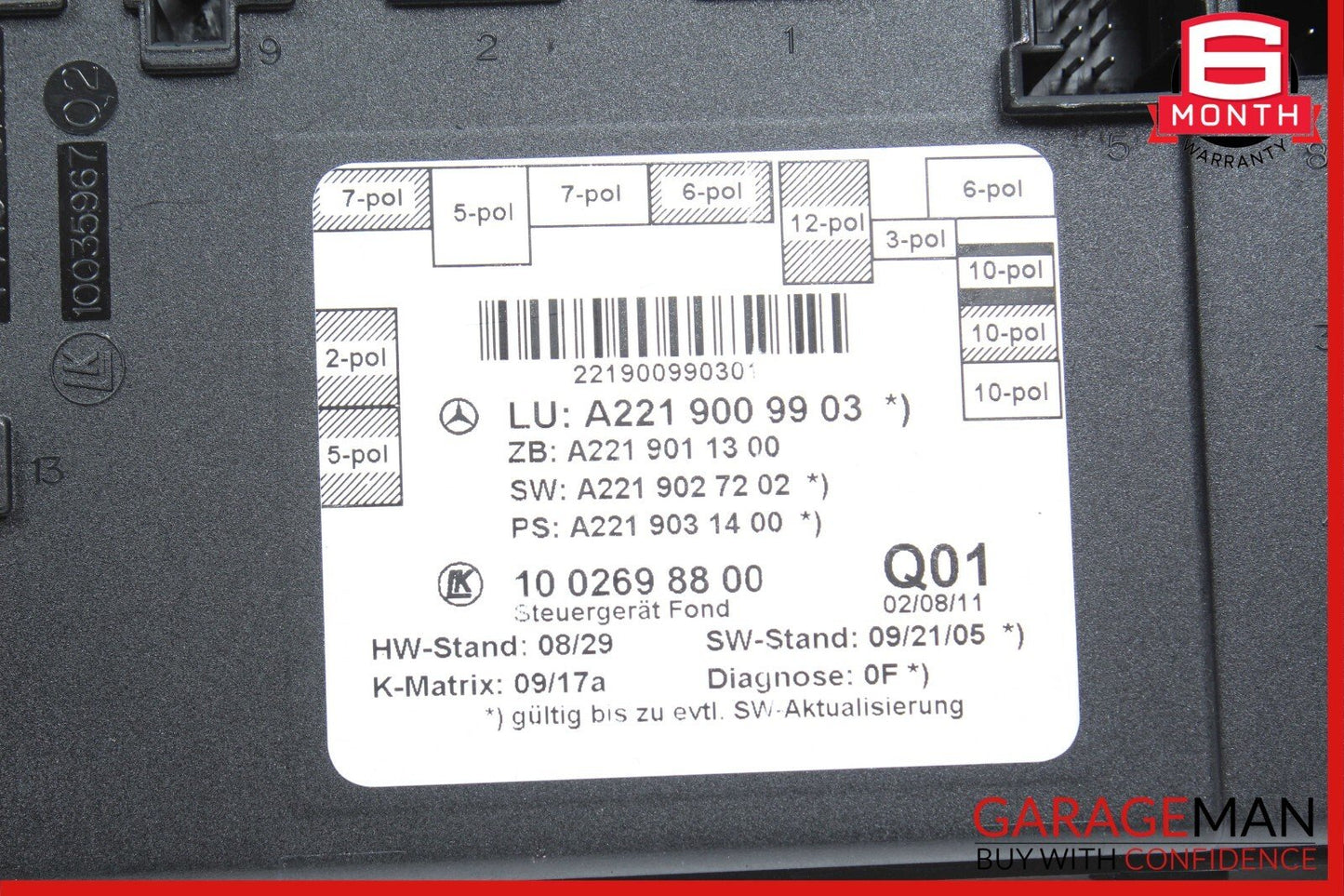 07-13 Mercedes W221 S550 S500 Rear Right or Left Side Door Control Module OEM