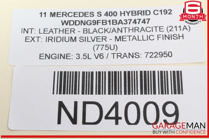 07-14 Mercedes W221 S400 Hybrid Dynamic Seat Pressure Vacuum Tank Reservoir OEM