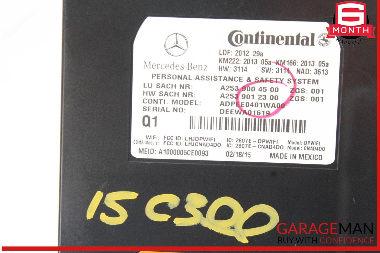 10-20 Mercedes W205 C300 C400 GLA250 SL400 Communication Control Module OEM