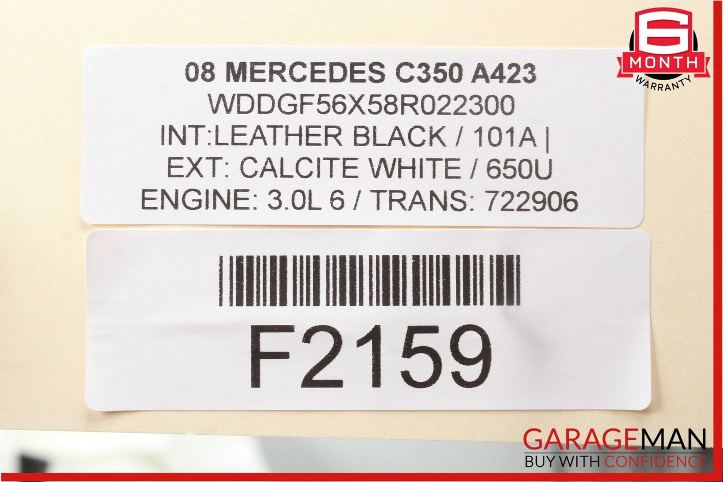 08-09 Mercedes W204 C350 C63 AMG Front Left Side Mirror Rear View Door White OEM