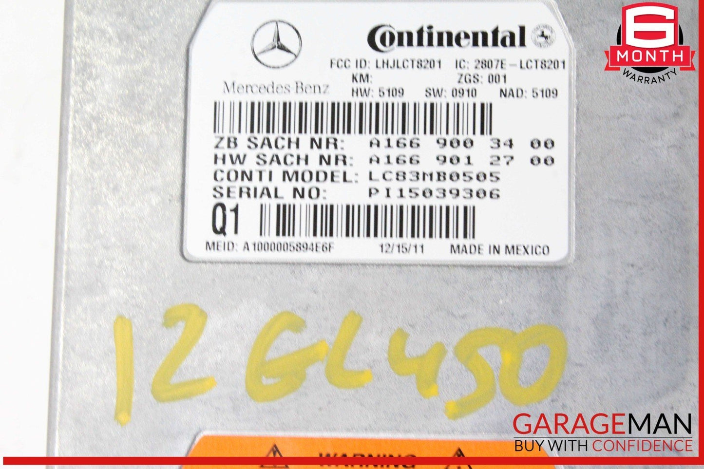 Mercedes X164 GL450 4MATIC Voice Communication Control Module 1669003400 OEM
